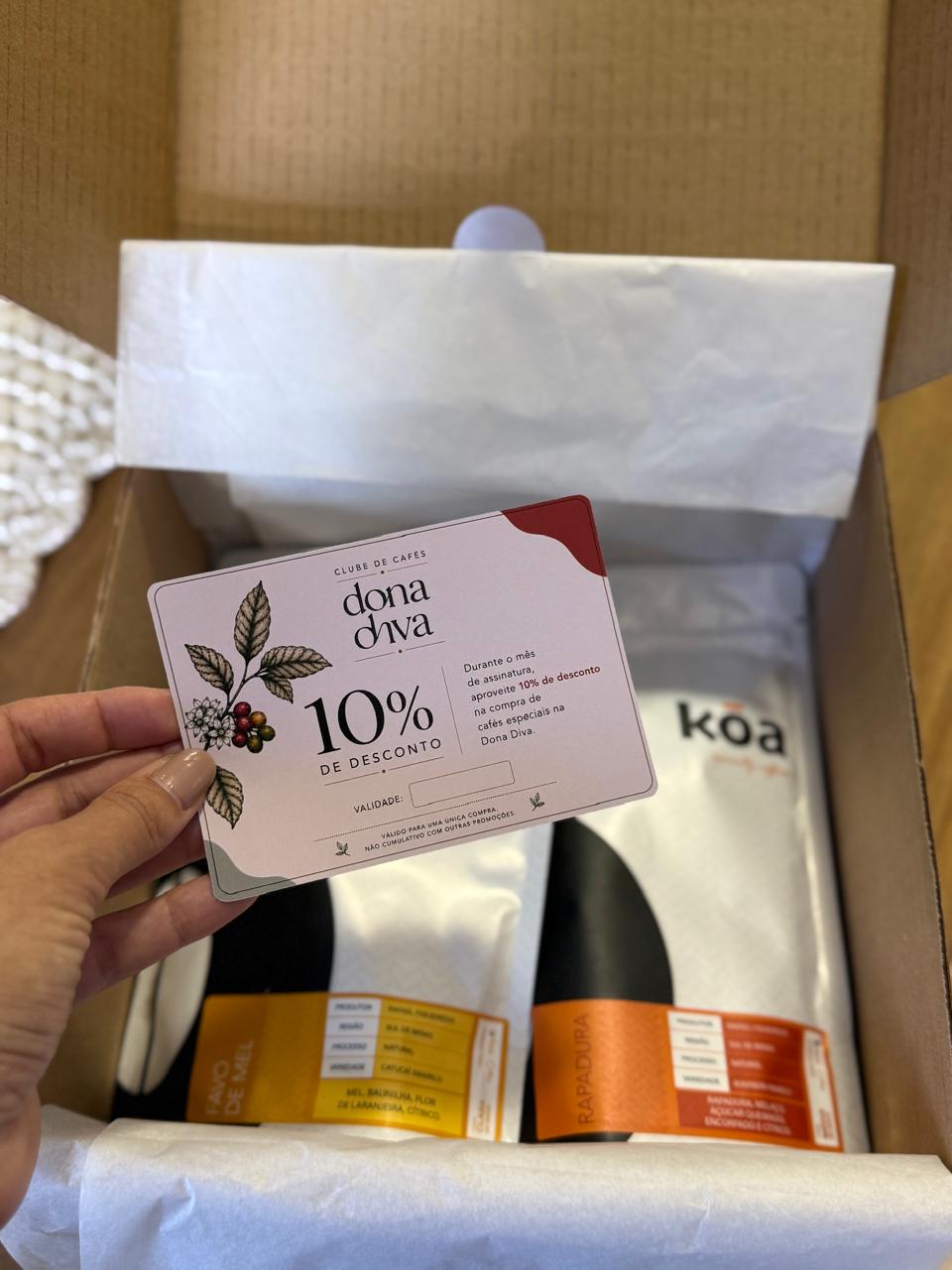 Cupom de 10% de desconto do Clube de Cafés Dona Diva